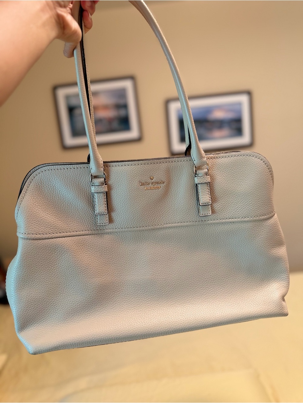 Kate Spade Jackson Street Marybeth Pebbled Leather Tote Bag Beige